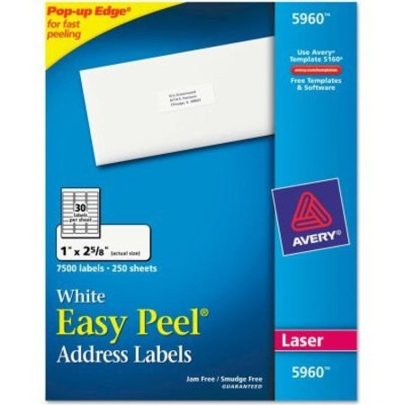 AVERY Avery® Easy Peel Laser Address Labels, 1 x 2-5/8, White, 7500/Box 5960